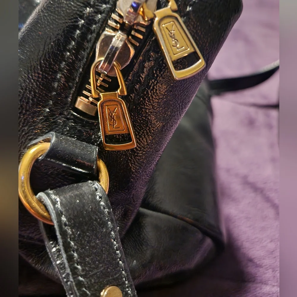 Yves Saint Laurent Black Patent Leather Satchel
